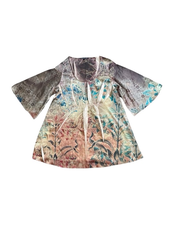 Simply Irresistible Tops - Simply Irresistible Womens Plus 2X Boho Floral Art Tunic Bell Sleeve Top